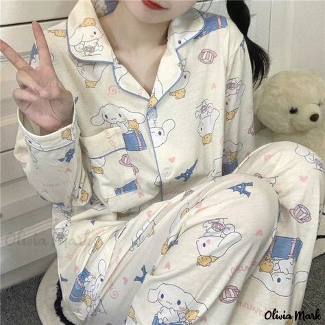 Olivia Mark - Enchanting Evening Wear Kawaii Pajamas, Pajamas Gift, Cozy Pajamas, Dog Pajamas, Autumn Clothes, House Dress, Lapel Collar, Pajamas Women, Evening Wear