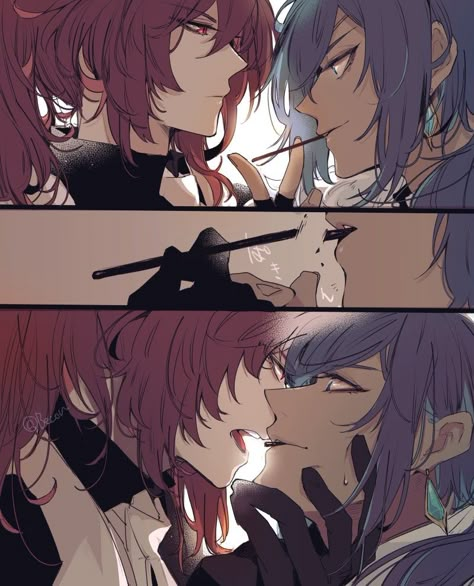 Pocky Day, Anime Kiss Gif, Ship Drawing, Funny Valentines Day Quotes, Anime Couples Manga, Anime Boyfriend, Anime Couples Drawings, Ship Art, Genshin Impact