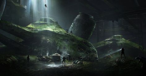 Spaceship Hangar, Mate Painting, Sci Fi Wallpaper, Sci Fi Environment, Art Japonais, Matte Painting, 3d Modelling, Fantasy Artist, Environment Design