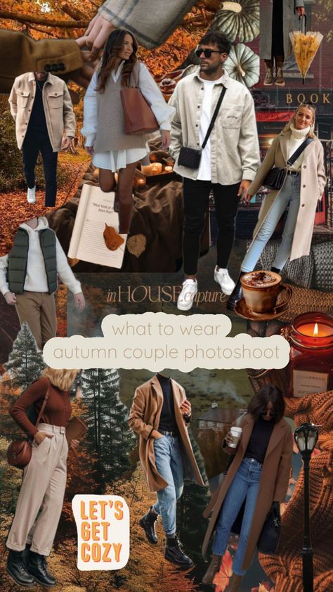 Autumn Outfit ideas couple photoshoot Fall Outfits Couples, Autumn Couple Photoshoot, Couple Aesthetic Outfits, Fall Couple Outfits, Couples Matching Outfits Swag, Autumn Couple, Autumn Outfit Ideas, Fall Couple, Couples Outfits