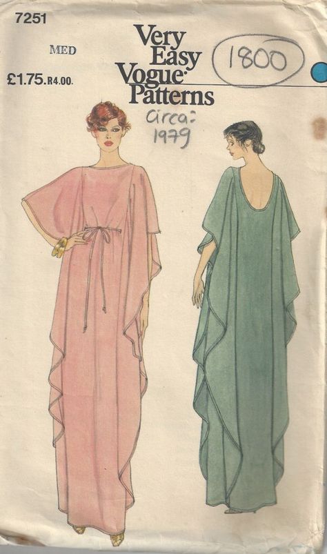 70s Vogue, Kaftan Pattern, Vintage Vogue Sewing Patterns, Pattern Draping, Patron Vintage, Vogue Vintage, Kaftan Designs, Vogue Sewing, Vogue Sewing Patterns