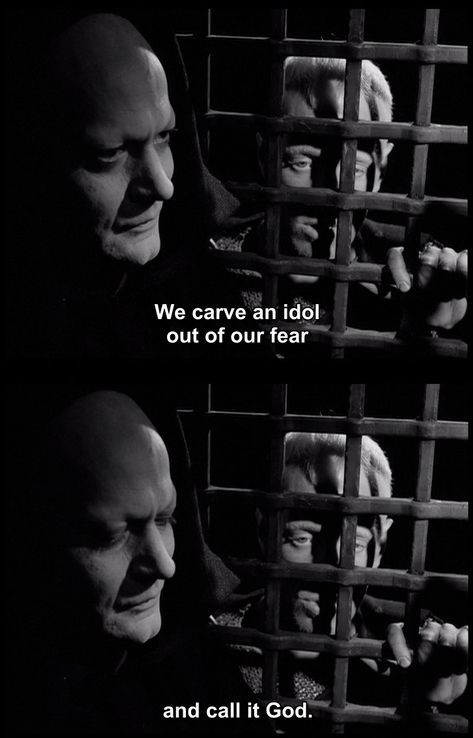 "We carve an idol out of fear and call it God." --Ingmar Bergman: the seventh seal Bergman Movies, Bergman Film, Quotes Literature, Cinema Quotes, The Seventh Seal, Ingmar Bergman, Septième Art, Lauren Bacall, Cary Grant