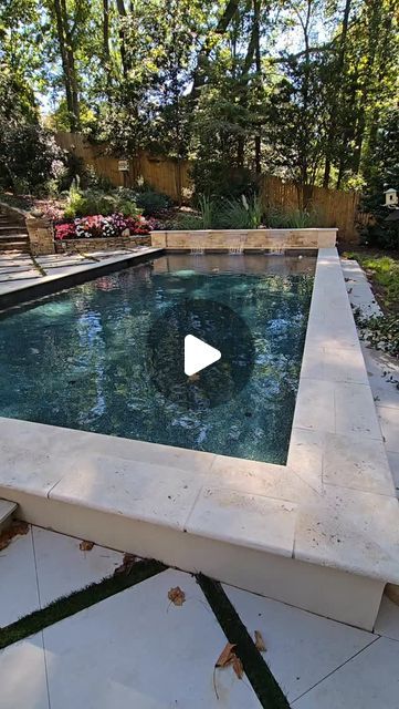 Luke Burbank/Artistic Pools Inc. on Instagram: "14'x26' rectangle pool with ivory travertine coping and decking in Sandy Springs GA. #artisticpools #luxurypools #gapoolbuilder #swimmingpool #pools #swimmingpools #pool #poolparty #poolmanluke #pebbletec #poolman #infloorcleaningsystem #jandypoolproducts #atlantapoolbuilder #masterpoolsguild #masterpoolstn #poolguy" Modern Pools With Waterfalls, Jacuzzi Waterfall Into Pool, Pool Spa Combo, Inground Hot Tub, Ivory Travertine, Exercise Pool, Dipping Pool, Rectangle Pool, Pool Waterfall