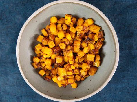 Roasted Butternut Squash Recipe Air Fryer Butternut Squash, Sauteed Butternut Squash, Roast Butternut Squash, Butternut Squash Cooking, Vegan Frittata, Butternut Squash Recipes Roasted, Butternut Squash Recipe, Butternut Squash Cubes, Cut Butternut Squash