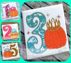 Pumpkin Princess Numbers Set - 4 Sizes! | What's New | Machine Embroidery Designs | SWAKembroidery.com Creative Appliques Crown Applique, Number Embroidery, Pumpkin Princess, Autumn Embroidery, Pdf Design, Machine Applique Designs, Number Sets, Fox Embroidery, Machine Embroidery Applique