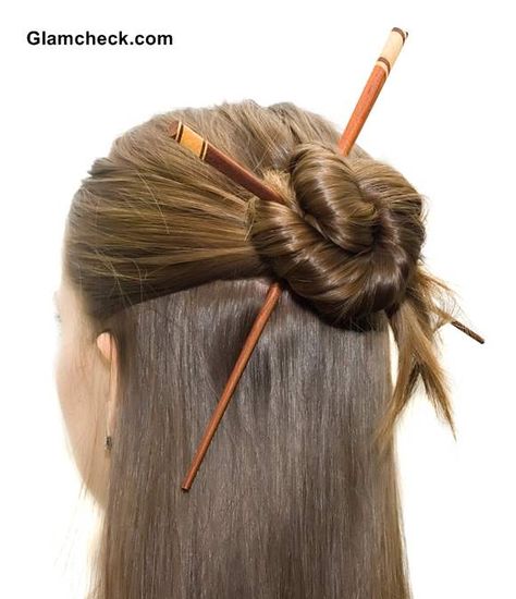 Elegant Half Updo with Asian Hair Sticks Asian Updo, Chopstick Hairstyles, Asian Christmas, Hair Chopsticks, Chopstick Hair, Popular Hair, Chinese Hairstyle, Half Updo, Hairstyle Tutorial