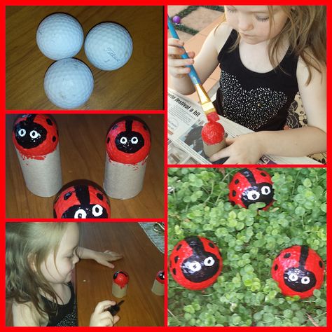 Live, Love, Laugh: Our ladybird golf balls!  Golf ball arts and crafts. Painting golf balls. Garden ornaments. Ladybirds. Ladybugs. Golf Basics, Golf Birthday Gifts, Golf Ball Gift, Golf Ball Crafts, Best Golf Clubs, Golf Estate, Crafts Painting, Golf Birthday, Live Love Laugh