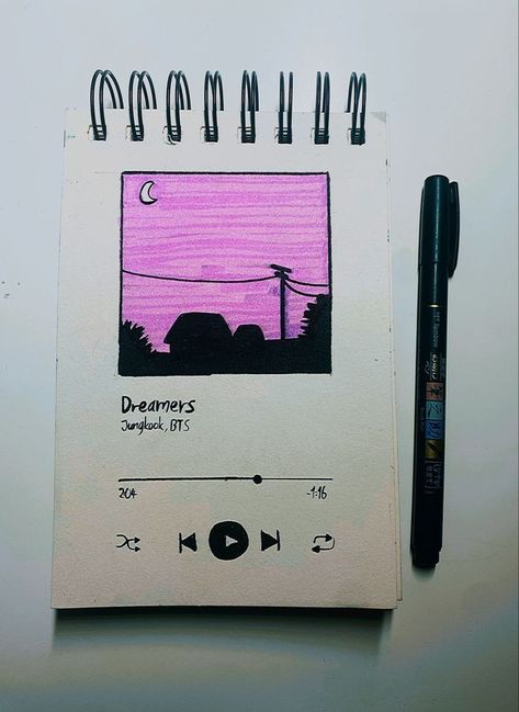 Spotify Playlist Drawing Ideas Easy, Sketch Book Music, Easy Music Paintings, Art Book Cover Ideas Drawing Easy, Spotify Doodle Art, Song Playlist Drawing, Spotify Music Drawing, Bts Drawings Easy Cute, Playlist Drawing Ideas