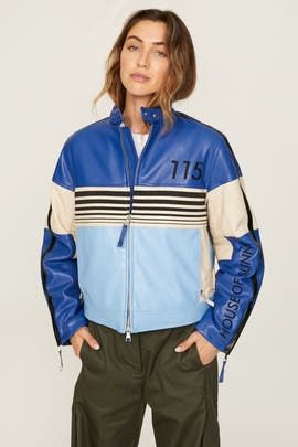 The Racer Jacket by House of Sunny for $55 | Rent the Runway Blue Racer Jacket, Racer Jackets, House Of Sunny, Racer Jacket, Rent The Runway, Blue Fits, Blue And Black, Moto Jacket, Jacket Style