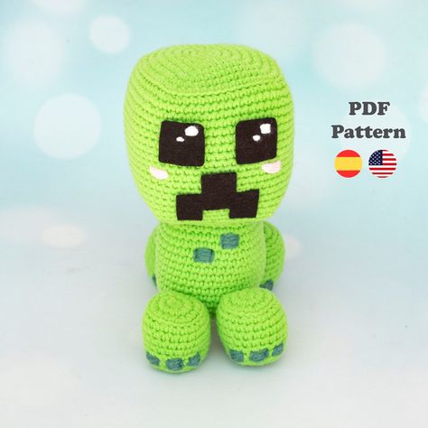 Creeper Amigurumi Crochet Pattern Pdf PDF Pattern ENG / ESP - Etsy Minecraft Knitting, Minecraft Crochet Patterns, Minecraft Crochet, Minecraft Pattern, Crochet Project Free, Creeper Minecraft, Fun Crochet Projects, Unique Crochet, Learn To Crochet