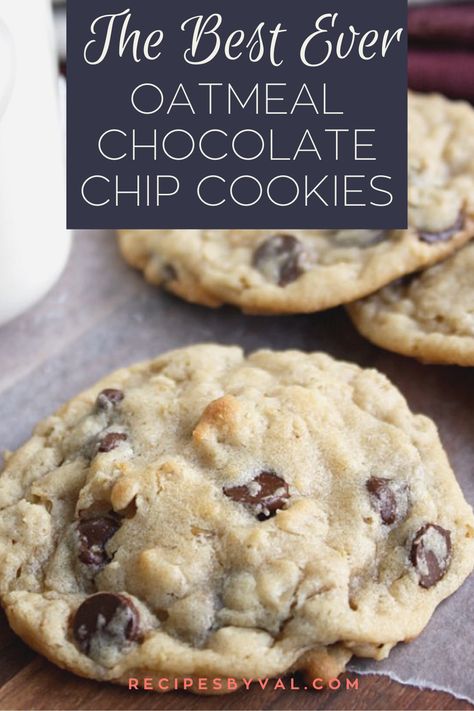 Best Oatmeal Chocolate Chip Cookies, Chewy Oatmeal Chocolate Chip Cookies, The Best Oatmeal, Chocolate Chip Oatmeal Cookies, Oatmeal Chocolate Chip Cookie Recipe, Oatmeal Cookies Easy, Healthy Oatmeal Cookies, Oatmeal Cookies Chewy, Easy Oatmeal