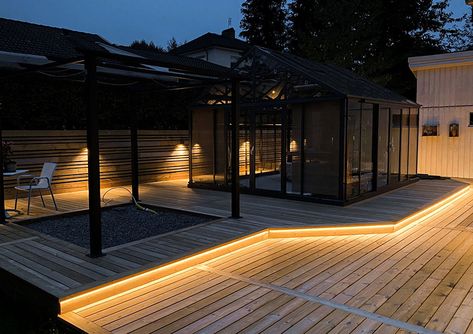 Outdoor Deck Lighting, House Deck, Deck Lighting, Outdoor Deck, Led Strip, Louvre, Pool, Led, Outdoor Decor