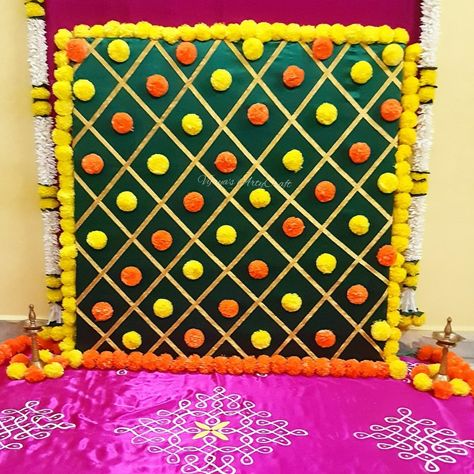 Navratri Decoration Ideas at home. Diwali decoration ideas. Durga puja decor. Lakshmi puja decor. Navaratri Mandir Decoration, Navratra Mata Decoration, Diy Backdrop Ideas For Pooja, Diy Diwali Backdrop Ideas, Diwali Decorations At Home Diy Entrance, Home Decor Ideas For Festival, Lakshmi Festival Decoration Ideas, Navratri Home Decoration, Durga Puja Decoration At Home