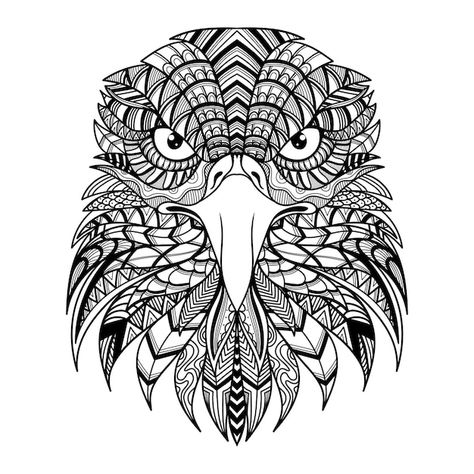 Eagle Mandala Art, Animal Mandala Artworks, Animal Mandala Tattoo, Free Printable Adult Coloring Pages, Philippine Eagle, Eagle Face, Owl Wings, Page Illustration, Eagle Drawing