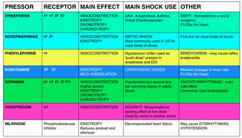 Effects of various Vasopressor drugs on receptors Er Nursing, Nursing Informatics, General Medicine, Nursing 101, Flight Nurse, Nurse School, Nursing Board, Nclex Prep, Study Stuff