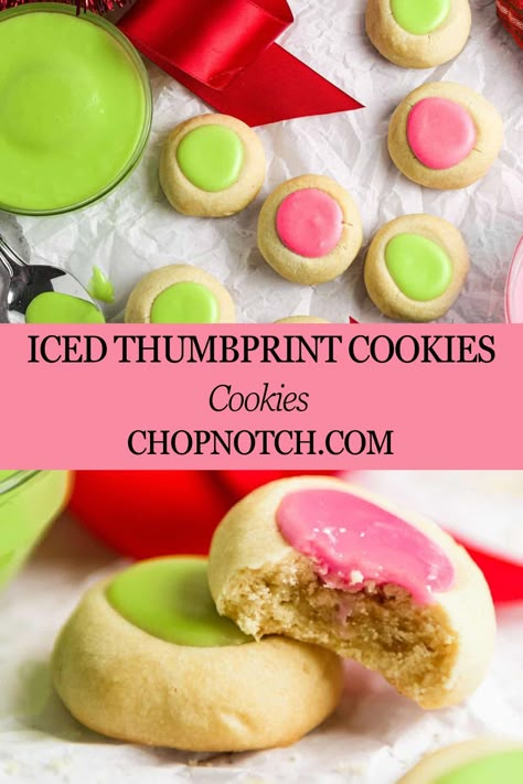 These Iced Thumbprint Cookies are a delightful twist on a timeless favorite! Buttery shortbread cookies filled with sweet icing, perfect for holidays, parties, or everyday treats. Easy to make and even easier to enjoy! #ThumbprintCookies #IcedCookies #ClassicTreats #HolidayBaking #EasyCookieRecipe #DessertLovers #BakingAtHome #SweetToothFix #CookiePerfection #HomemadeGoodies Matcha Thumbprint Cookies, Iced Thumbprint Cookies, Thumbprint Cookies With Icing, Best Thumbprint Cookies, Eggnog Bread Pudding, Christmas No Bake Treats, Christmas Cookie Icing, Festive Dessert Recipes, Fast Easy Desserts