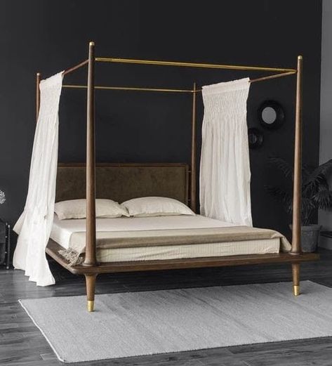 Mid Century Bed Frame, Bedroom Layouts For Small Rooms, Queen Size Canopy Bed, 4 Poster Bed, Bed Without Storage, Poster Beds, Queen Canopy Bed, Mid Century Bed, 4 Poster Beds