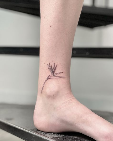 🌈 1 of 2 custom matching sister birds of paradise flowers as a first tattoo. It really is an honor every tattoo. We love the framing around the ankle bone and the way it peeks out around the bottom of the shin/fans out of the top of a boot. I am very interested in articulating botanicals a little bit more like this on the skin: there’s dimension and texture 💚💙🧡 thank you so much, Marinna. . . . . . . . . #newtattoo #ankletattoo #singleneedletattoo #birdofparadisetattoo #botanicaltattoo ... Shin Bone Tattoo, Paradise Flower Tattoo, Bird Of Paradise Tattoo, Shin Tattoo, Framed Tattoo, Paradise Flowers, Single Needle Tattoo, Bone Tattoos, Matching Sisters