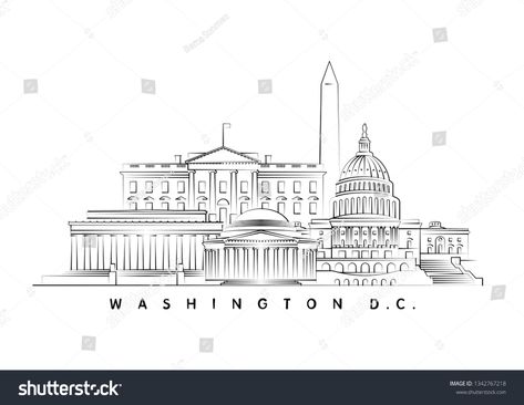 Dc Skyline Tattoo, Washington Monument Drawing, Washington Dc Tattoo Ideas, Washington Dc Drawing, Washington Dc Tattoo, Dc Sketch, Scenery Tattoo, Dc Tattoo, Washington Dc Art