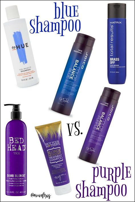 If you have lightened your hair and want to keep it super blonde then you either need to use blue or purple shampoo but do you know which one to use?? Check out the post to see which color is best suited for your hair! #BlueShampoo #PurpleShampoo #ColorTreatedHair #HairProducts #Shampoo Best Purple Shampoo For Brassy Hair, Blue Toner For Blonde Hair, Best Shampoo For Blonde Colored Hair, Best Purple Shampoo For Gray Hair, Toner For Grey Hair Natural, How To Use Purple Shampoo As A Toner, Blue Shampoo Before And After, Best Purple Shampoo Blondes, Blue Or Purple Shampoo