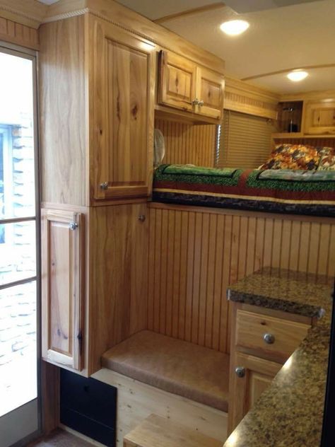 Horse Trailer Living Quarters Diy, Horse Trailer Weekender Interior Ideas, Weekender Horse Trailer Remodel, Horse Trailer Weekender, Horse Trailer Interior Remodel, How To Remodel A Camper, Horse Trailer Interior, Trailer Interior Ideas, Horse Trailer Diy