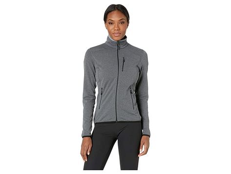 Marmot Preon Jacket (Black) Women's Coat. From chilly hikes to cool-weather workouts  get thermoregulation and breathability in the Marmot Preon Jacket. Athletic Fit fleece jacket provides a tailored  contoured cut for midlayer insulation. Polartec Classic 100 Micro fabric:  Poly fleece provides high warmth in a midweight construction.  Grid fleece creates a pattern of compressed and lofted fleece to improve breathability.  #Marmot #Apparel #Top #Coat #Black Womens Black Coat, Scrub Jackets, Lab Coats, Top Graphic Tees, Coat Black, Scrub Pants, Shell Jacket, Model Fits, Scrub Tops