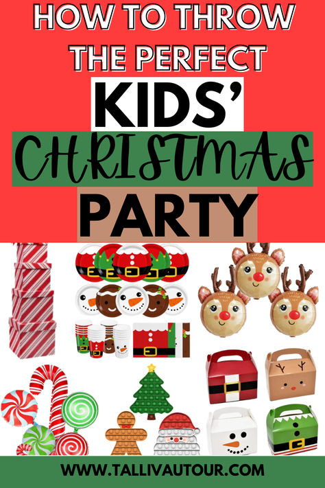 Looking to host the perfect Kids' Christmas Party? I've got you covered! From invitations to balloon arrangements to Chirsmtas crafts! it's all linked in my blog! Amazon Affiliate (contains affiliate links) #amazon #christmas #christmasparty #partyidea #holidayparty #kidschristmasparty #christmasgifts #partyfavors #christmascrafts #craftsforkids #toddleractivity #gettogether #celebration #balloons #party #tableware #balloonarrangement #food #favors #decorations #games #invitations #festive Kids Christmas Party Themes, Kidsmas Party, Kids Holiday Party Ideas, Toddler Christmas Party Ideas, Kids Christmas Party Decorations, Kid Christmas Party, Christmas Kids Party, Christmas Party For Kids, Christmas Party Ideas For Kids