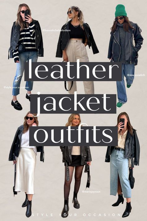 Are you searching for leather jacket outfit ideas for women in 2024? You’ll love this list of winter fashion outfits with jeans, dresses, skirts, and more. There’s looks with oversized leather jackets, biker jackets, vintage jackets, and Moto jackets too! Moto Jacket Outfit Winter, Fashion Outfits With Jeans, Gray Leather Jacket Outfit, Biker Jacket Outfit Women, Leather Motorcycle Jacket Outfit, Outfit Ideas For Cold Weather, Leather Moto Jacket Outfit, Chic Winter Fashion, Leather Jacket Outfit Winter