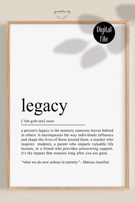 Legacy Definition Gift for Difference Maker Gift for Teacher, Coach Gift, Mentor Gift, Best Friend Present, School Office Printable Wall Art - Etsy Ireland Friend Present, Dictionary Words, Inspire Students, Dream Symbols, Gift Best Friend, Coach Gift, Gift For Teacher, Presents For Friends, Coach Gifts