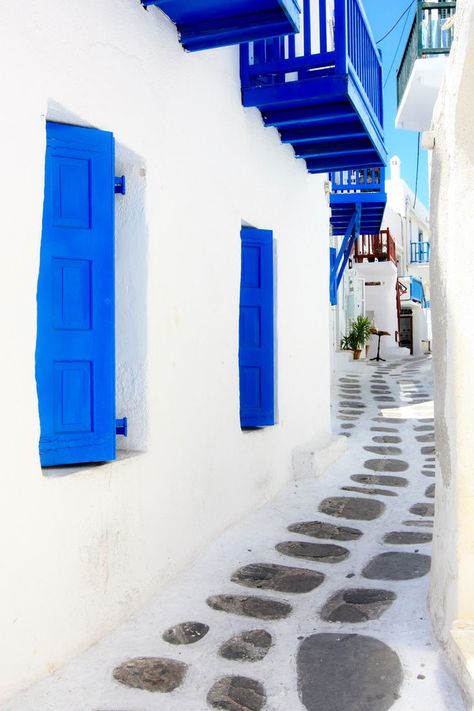 Mykonos, Greece #SailwithCelebrity #Greece Spanish Village, Grecia Santorini, Santorini Grecia, Blue Shutters, Brunch Places, Travel Savings, Mykonos Greece, Dream Holiday, Catamaran