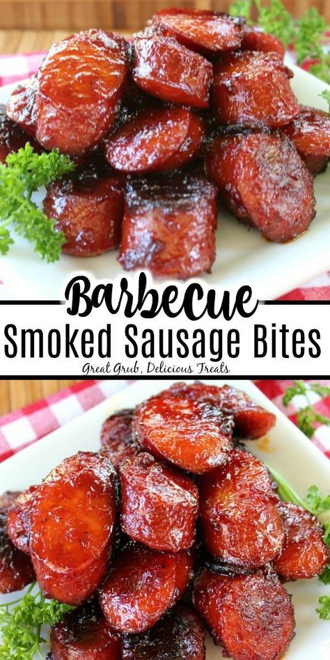 . Barbecue Smoked Sausage, Bbq Smoked Sausage Bites, Smoked Sausage Bites, Bbq Smoked Sausage, Sausage Smoked, Sausage Bites, Sausage Appetizers, Grilled Kabob Recipes, Smoked Sausage Recipes