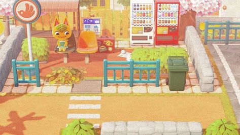 Acnh Bus Stop Ideas, Acnh Plaza Carnival Ideas, Animal Crossing Bus Stop, Acnh Bus Stop, Animal Crossing Hair, Acnh Kidcore, Animal Crossing Wild World, Island Theme, Animal Crossing Villagers