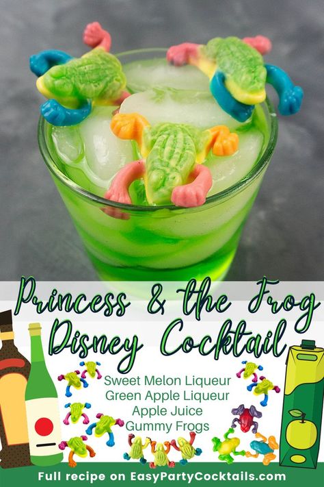 Princess And The Frog Themed Drinks, Disney Princess Alcoholic Drinks, Tangled Drinks Alcohol, Princess And The Frog Drink Ideas, Princess And The Frog Cocktail, Disney Themed Drinks Alcoholic Beverages, Princess And The Frog Drinks, Disney Princess Drinks, Novelty Cocktails