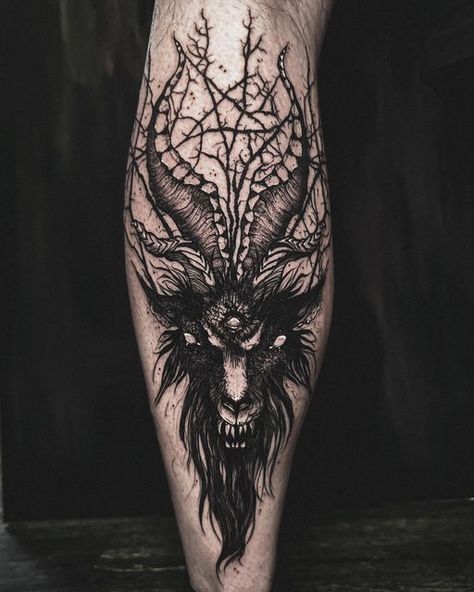 Satanic Neck Tattoo, Demon Goat Tattoo, Satanic Goat Skull Tattoo, Tattoo Back Man, Baphomet Tattoo Design, Tattoo Satanic, Satanic Tattoo Design, Satanic Tattoo, Create Tattoo