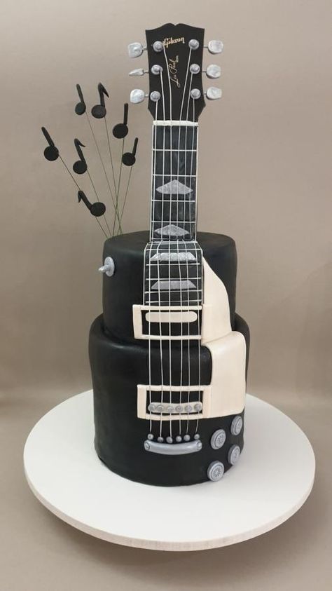 Guitar cake - http://cakesdecor.com/cakes/331269-guitar-cake Music Lover Cake Ideas, Cake For Music Lover, Rock And Roll Cake, Rockstar Cake, Pastel Rock, Guitar Birthday Cakes, Bolo Musical, Cake Music, Music Themed Cakes