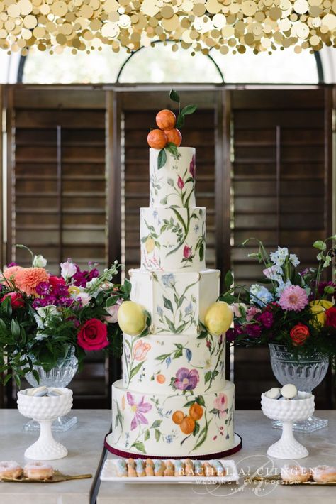 Blog - Wedding Decor Toronto Rachel A. Clingen Wedding & Event Design Paint Wedding, Tall Wedding Cakes, Painted Cake, Summer Wedding Cakes, Spring Cake, Bridal Shower Cakes, Wedding Event Design, Bridal Shower Cake, Like Art