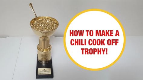 Chili Trophy, Chili Cook Off Trophy, Homemade Trophies, Chilli Cookoff, Chili Contest, Diy Trophy, Chili Party, Spray Paint Plastic, Chili Cookoff