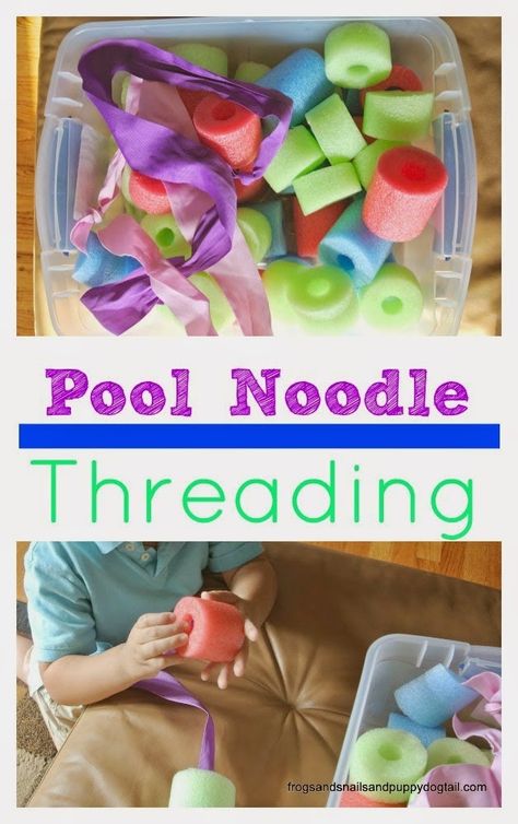 Pool Noodle Occupational Therapy, Pool Noodle Threading, Pool Noodle Sensory Bin, Noodles Ideas, Preschool Fine Motor Activities, Occupational Therapy Activities, Toddler Classroom, Preschool Fine Motor, Motor Development