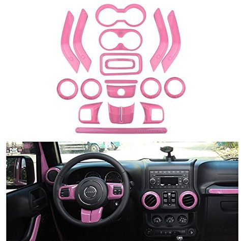 Jeep Essentials, Pink Jeep Accessories, Jeep Wrangler Girly, Graduation Mexican, Van Decor, White Jeep Wrangler, 2 Door Jeep, Jeep Wrangler Interior, Jeep Interiors