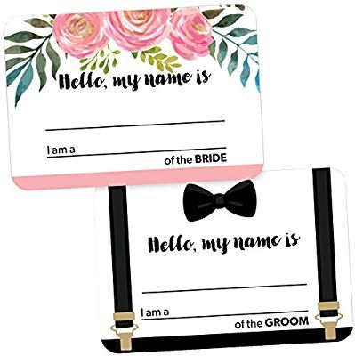 Amazon.com : Avery Premium Wedding Guest Name Tags, Bride and Groom, No Lift No Curl, 36 Handwriteable Name Stickers : Office Products Diy Name Tags, Personalized Wedding Menu, Wedding Name Tags, School Supply Labels, Wedding Menu Cards, Wedding Name, Wedding Labels, Wedding Dinner, Wedding Rehearsal