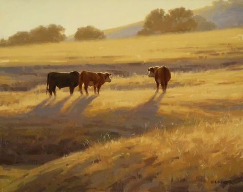 Monterey Cattle by Jesse Powell Farm Oil Painting, Cow Landscape, Farm Paintings, Painting Competition, Farm Art, Cow Painting, Landscape Art Painting, Country Scenes, Cow Art