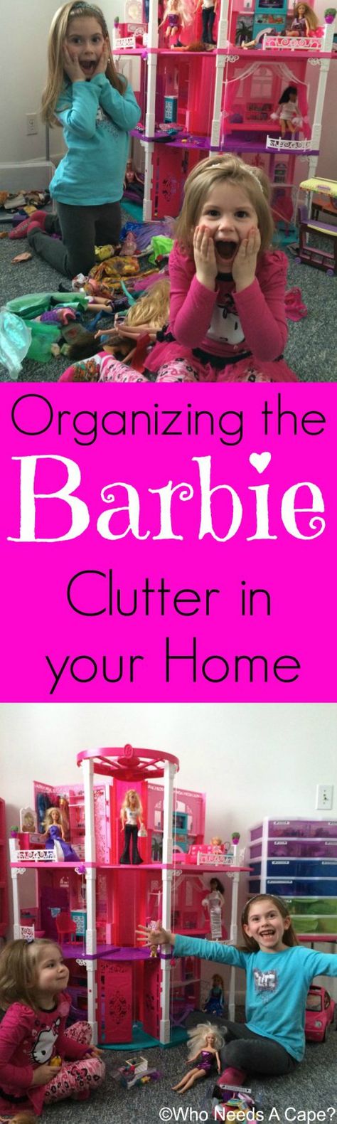 Organizing the Barbie Clutter in your Home with a Brother P-Touch you can easily contain all the Barbie items taking over your home! #sponsored #getorganized Barbie Car Storage Ideas, Organizing Barbies Storage Ideas, Organizing Barbie Stuff, Barbie Storage Ideas, Barbie Storage, Barbie Organization, Toy Storage Ideas, Barbie Houses, Doll Storage