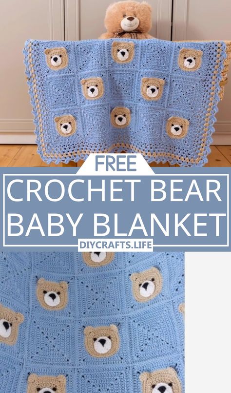 Teddy Bear Crochet Blanket Pattern Free, Teddy Bear Baby Blanket Crochet Pattern, Easy Crochet Teddy Bear, Bear Crochet Blanket, Crochet Teddy Bear Blanket, Crochet Baby Blanket Free Pattern Boy, Crochet Baby Boy Blanket, Crochet Blanket Boy