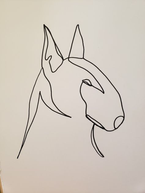 One Line Bull Terrier, Dog, One Line Dog Bull Terrier Line Art, Bull Terrier Drawing, Dog Groomer Tattoo, Bull Terrier Tattoo, Art Fer, Bull Terrier Art, Horse Tattoo Design, Miniature Bull Terrier, Dog Line Art