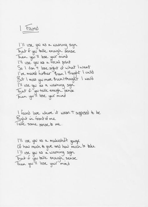 I Found // Amber Run. This is my favorite song right now. Beautiful. Run Lyrics, Handwritten Lyrics, Quotation Mark, Zatanna Zatara, Soul Songs, Music Pics, Etsy Ideas, Pablo Neruda, Indie Music