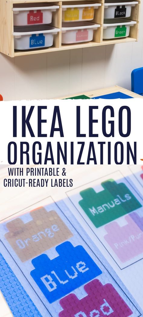 Ikea Lego Room, Lego Labels Storage Free Printable, Lego Labels Free Printables, Cricut Lego Projects, Lego Storage Ideas Ikea, Lego Labels, Ikea Lego Table, Preschool Manipulatives, Ikea Lego