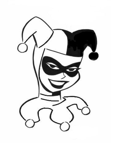 Joker Outline Drawing, Harley Quinn Face Tattoo, Harley Quinn Canvas, Harely Quinn Tattoos, Harely Quinn Drawing, Harley Quinn Drawing, Arte Grunge, Harley Quinn Comic, Bruce Timm