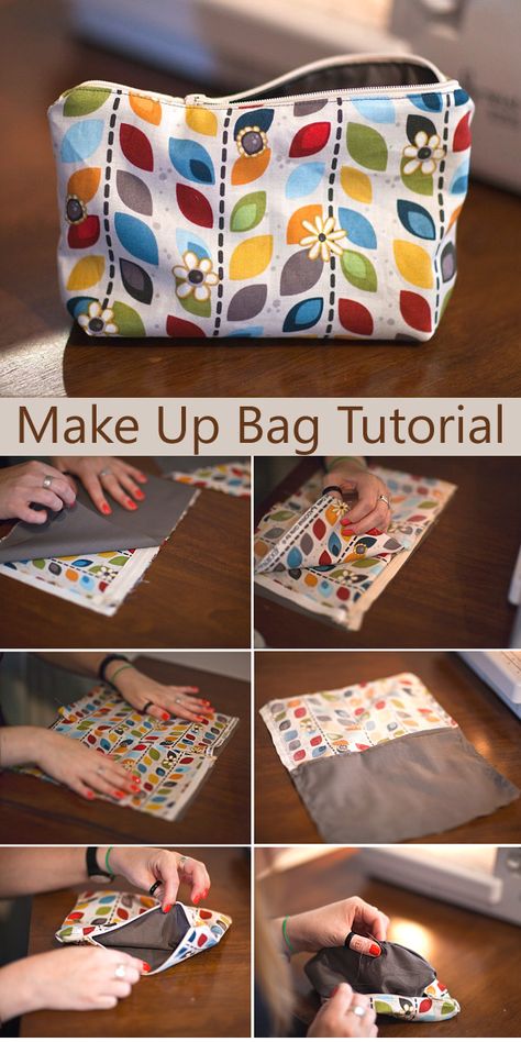 How To Sew A Makeup Bag, Crochet Pencil Pouch, Diy Makeup Bag Tutorial, Printable Crochet Patterns, Sewing Makeup Bag, Zip Pouch Tutorial, Makeup Bag Tutorials, Easy Zipper Pouch, Cosmetic Bags Diy