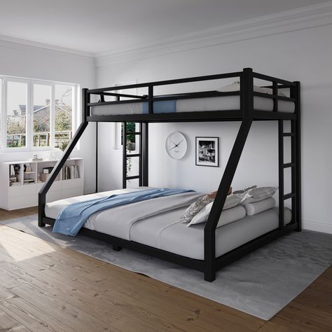 Isabelle & Max™ Metal Bunk Bed | Wayfair Built In Bunk Beds Small Room Modern, Built In Bunk Beds, Bunk Beds Small Room, Bunk Bed Rooms, Metal Bunk Bed, Bunk Beds Built In, Built In Bunks, Metal Bunk Beds, Bathroom Refresh