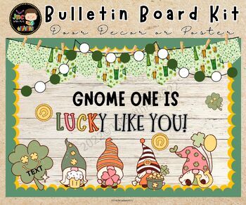 Gnome Bulletin Board, Classroom Door Decor, Library Bulletin Boards, St Patrick's Day Decorations, Door Decorations Classroom, Classroom Bulletin Boards, School Bulletin Boards, Classroom Door, Saint Patrick